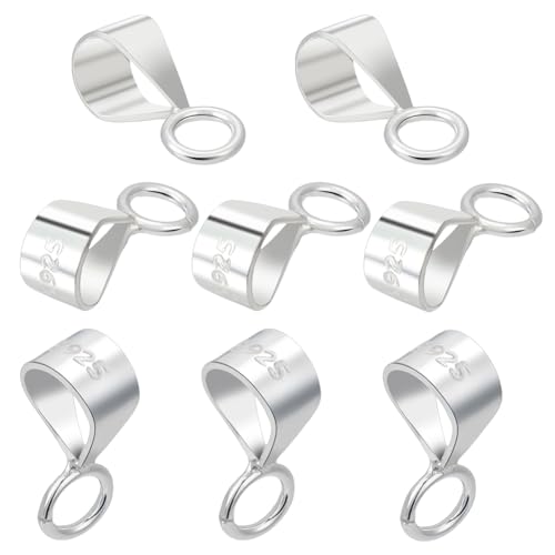 WEBEEDY 8 Stück Sterling Silber Anhänger Verschluss Pinch Bails Für Schmuckherstellung Anhänger Verschluss Mit Offener Schlaufe Slider Halskettenverbinder Für DIY Schlüsselanhänger 10x4x5mm von WEBEEDY