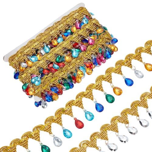 WEBEEDY 9 m Perlenquaste Fransenbesatz Mit Bunten Hängenden Perlen 5cm Breitem Kristall Strass Perlenbesatz Gold Zopfbesatz Aus Polyester Spitzenband Weihnachtsdekoration Für Zuhause WEBEEDY 9 m Perlenquaste Fransenbesatz Mit Bunten Hängenden Perlen 5cm Breitem Kristall Strass Perlenbesatz Gold Zopfbesatz Aus Polyester Spitzenband Weihnachtsdekoration Für Zuhause von WEBEEDY
