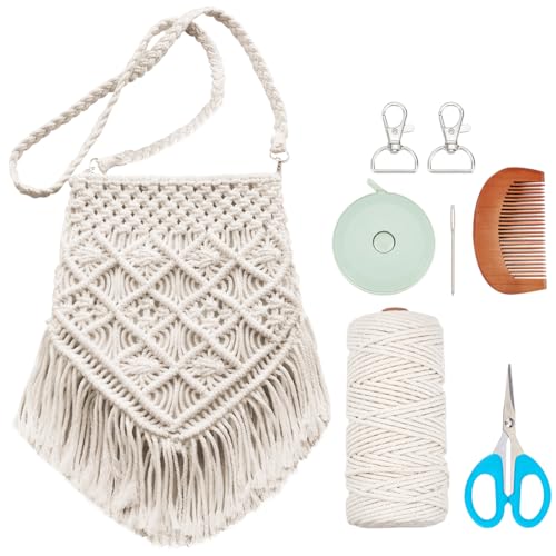 WEBEEDY Boho DIY Makramee Taschen Set Für Erwachsene Anfänger Beige Makramee Schultertasche Set Mit 109 Yards 3mm Makramee Kordel Und Videoanleitungen Urlaubsstrand Dekor WEBEEDY Boho DIY Makramee Taschen Set Für Erwachsene Anfänger Beige Makramee Schultertasche Set Mit 109 Yards 3mm Makramee Kordel Und Videoanleitungen Urlaubsstrand Dekor von WEBEEDY