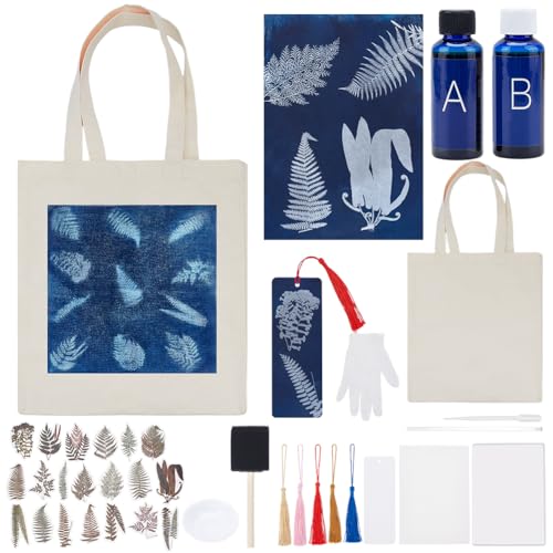WEBEEDY DIY Cyanotype Bastelset mit 30 Blatt Druckpapier, 1 leere Canvas Tasche, 10 Pcs Lesezeichen für Erwachsene Sonne drucken Natur drucken, Cyanotypie Sensibilisator Kit DIY Kunsthandwerk WEBEEDY DIY Cyanotype Bastelset mit 30 Blatt Druckpapier, 1 leere Canvas Tasche, 10 Pcs Lesezeichen für Erwachsene Sonne drucken Natur drucken, Cyanotypie Sensibilisator Kit DIY Kunsthandwerk von WEBEEDY