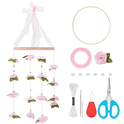 WEBEEDY DIY Filz-Blumen-Perlen-Mobile Windspiel Mobil Zum Aufhängen Anhänger Kinderbett-Dekoration Neugeborene Geschenke von WEBEEDY