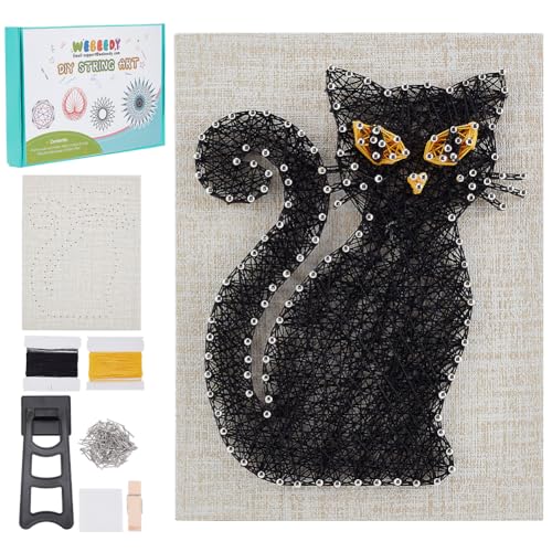 WEBEEDY DIY Katzen Schnur Kunst Set Für Anfänger 3D Schwarzes Katzen Schnur Kunsthandwerksset Mit Herz Für Erwachsene Tierische Kunsthandwerks Set Mit Anleitung Und Allen Materialien Heimdekoration WEBEEDY DIY Katzen Schnur Kunst Set Für Anfänger 3D Schwarzes Katzen Schnur Kunsthandwerksset Mit Herz Für Erwachsene Tierische Kunsthandwerks Set Mit Anleitung Und Allen Materialien Heimdekoration von WEBEEDY