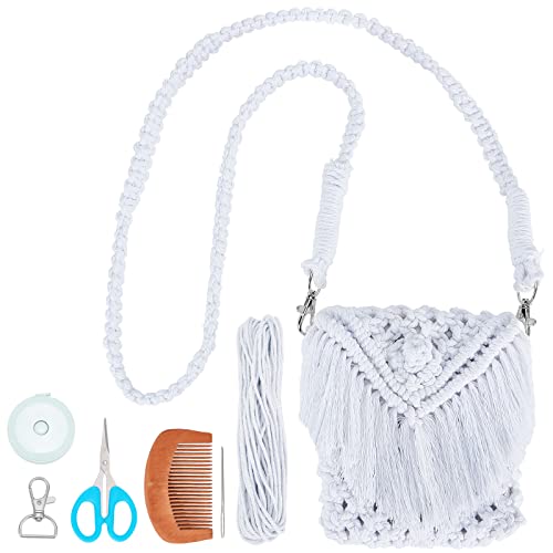 WEBEEDY DIY Makramee Taschen Kit Für Erwachsene Anfänger Makramee Geldbörsen Kit DIY Bastelsets Für Damen Clutch Umhängetasche Abendtasche Schultertasche zum Reise Geschenk Für Valentinstag von WEBEEDY