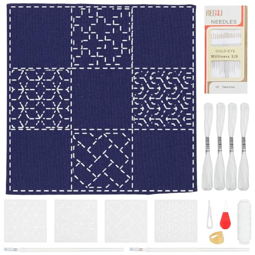 WEBEEDY DIY Sashiko Kit Mit Traditionellem Japanischem Sashiko-Muster Vorlage Dunkelblauer Stoff Stickerei Sashiko Platzsets Tischdecken Nähhandwerk Mit Anleitungen Für Die Dekoration Des Esstisches WEBEEDY DIY Sashiko Kit Mit Traditionellem Japanischem Sashiko-Muster Vorlage Dunkelblauer Stoff Stickerei Sashiko Platzsets Tischdecken Nähhandwerk Mit Anleitungen Für Die Dekoration Des Esstisches von WEBEEDY