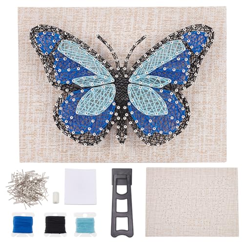 WEBEEDY DIY String Art Kit Blauer Schmetterling Bastelset Kreative Bastelsets Für Mädchen Und Jungen Erwachsene Zuhause Wandtischdekorationen von WEBEEDY