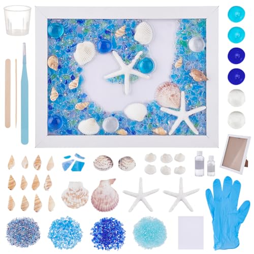 WEBEEDY DIY Wave Sea Glass Resin Kit DIY Sea Glass Art Kit Mit Anleitung Für Erwachsene Anfänger DIY Ocean Painting Kit Sea Glass Art Foto Rahmen Home Decor(15x20cm) von WEBEEDY