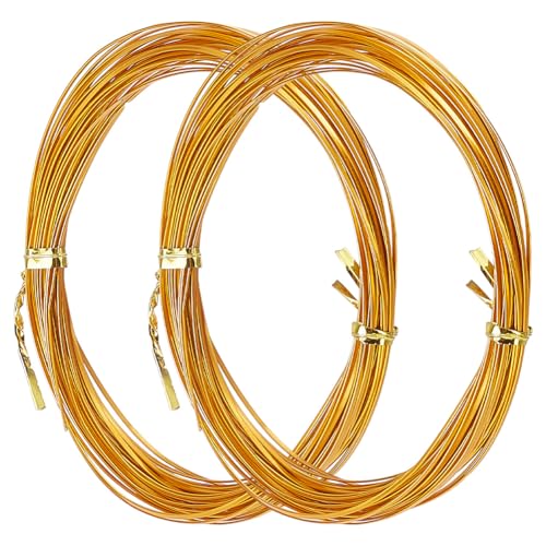 WEBEEDY Gold Flaches Aluminiumdraht Für DIY Filigran Cloisonne Emaillemalerei 0.5mm Dicke 24 Gauge Biegbare Metall Drähte Für DIY Schmuckherstellung (32.8 Fuß/Rolle 2 Rollen) von WEBEEDY