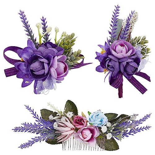 WEBEEDY Handgelenk Corsage und Boutonniere Set lila Kunstblume für Hochzeit Prom Party Heimkehr Feier Braut Handgelenk Corsage für Hochzeit Party WEBEEDY Handgelenk Corsage und Boutonniere Set lila Kunstblume für Hochzeit Prom Party Heimkehr Feier Braut Handgelenk Corsage für Hochzeit Party von WEBEEDY