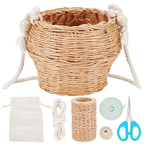 WEBEEDY Korbflechten Korbflechter-Kits DIY Mini-Rattan-Eimertasche Flechtmaterial Flechtset Handgewebte Umhängetasche Aus Stroh Für Frauen Mädchen Strand Reisen Einkaufsbummel von WEBEEDY