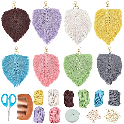 WEBEEDY Makramee Schlüsselanhänger Bausatz,Schlüsselanhänger DIY-Set,Makramee-Kit Für Anfänger,Bastelsets Für Erwachsene,Makramee-Zubehör,Schlüsselanhänger Geldbörsen Zubehör Geschenke zu Weihnachten von WEBEEDY