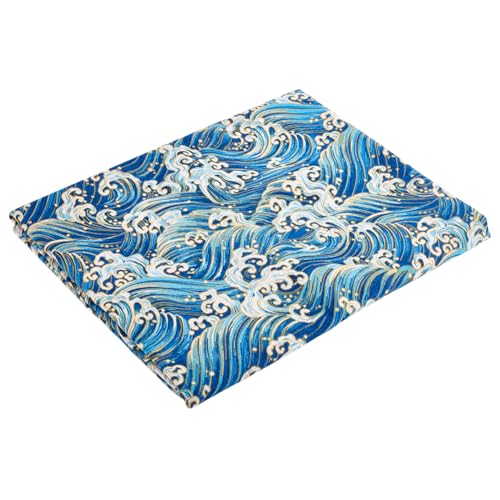 WEBEEDY Meereswellen Leinenstoff Pro Yard Baumwoll Leinengewebe 2.2 Yards 152cm Breite Ozeanwellen Stoff Für Kleidung DIY Nähen Handwerk Quilten Dekoration von WEBEEDY