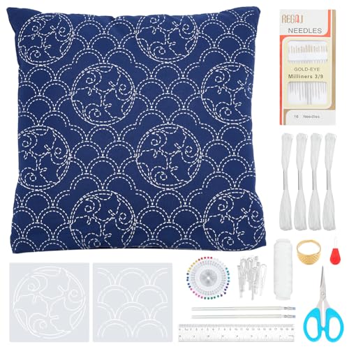 WEBEEDY Sashiko-Kissenbezug-Set zum Selbermachen, japanisches Stickset mit Anleitung für Anfänger, Sofa, Kissenbezug, Handarbeit, Geschenk, 40 x 40 cm WEBEEDY Sashiko-Kissenbezug-Set zum Selbermachen, japanisches Stickset mit Anleitung für Anfänger, Sofa, Kissenbezug, Handarbeit, Geschenk, 40 x 40 cm von WEBEEDY