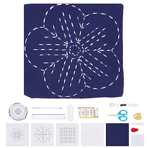 WEBEEDY Sashiko-Kit DIY 10 Sets Sashiko-Untersetzer-Kit Japanisches Traditionelles Kreuzstich-Kit Stickerei-Nähset-Kit Mit Komplettem Nähzubehör von WEBEEDY
