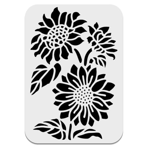 WEBEEDY Sonnenblumen Schablone Sonnenblumen Blumen Schablonen Wiederverwendbare Zeichen Kunst Vorlage Klassische Blumen Schablonen Für Malerei Auf Holz Wand Leinwand,14.8x21 cm von WEBEEDY