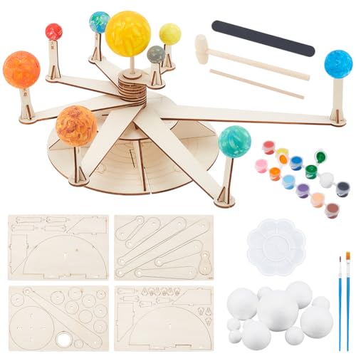 WEBEEDY Sonnensystem-Modell, Schaumstoff-Ball, DIY-Planeten-Modell-Set, enthält 11 Styropor-Kugeln in 6 Größen, 12 Farbpigmente, Malpinsel, Bambusstäbe von WEBEEDY