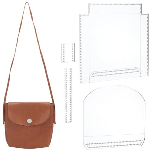 WEBEEDY Umhängetasche Acryl Vorlage Klar Leder Schnittmuster Schablone für Erwachsene Anfänger Wiederverwendbare Tasche Nähen Vorlage Set Handgemachte Schultertasche Herstellung Kit Leder Handwerk DIY von WEBEEDY
