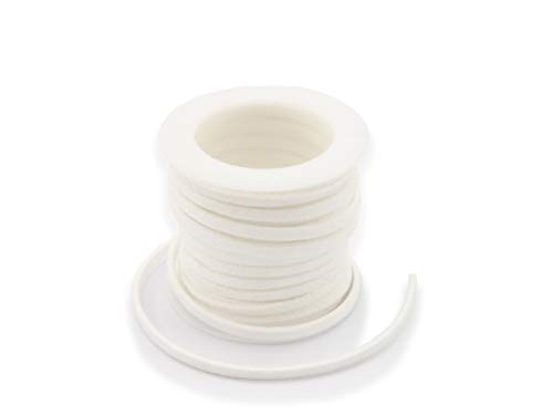 5 Meter Kunstlederband in Wildlederoptik Farbe: Weiß 5m lang / 3mm breit / 1,5mm dick (Faux Suede Cord) von WEBandBUY