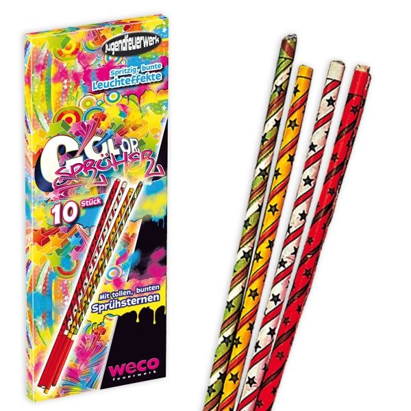 "Color Sprüher" Wunderkerzen mit Farbeffekt, 10er Pack von WECO Feuerwerk