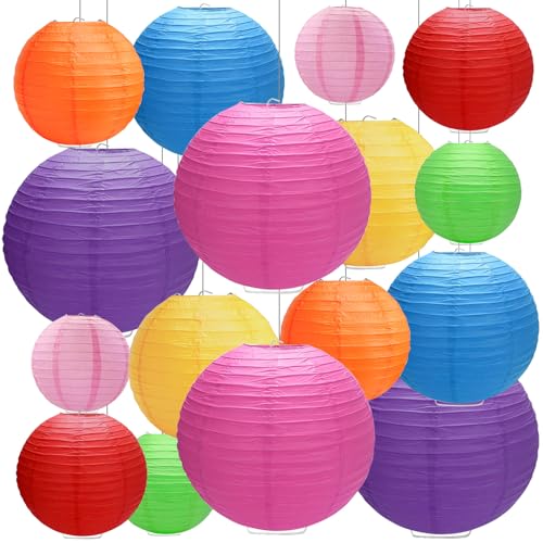 WEDAMOO 16 Stück Bunte Papierlaternen Lampions, Runde Papierlaternen, Dekorative Papierlampion Bunt für Feste, Hochzeiten, Geburtstagsfeiern, Gartenpartys und Haushaltsdekorationen(4 Größen/8 Farben) WEDAMOO 16 Stück Bunte Papierlaternen Lampions, Runde Papierlaternen, Dekorative Papierlampion Bunt für Feste, Hochzeiten, Geburtstagsfeiern, Gartenpartys und Haushaltsdekorationen(4 Größen/8 Farben) von WEDAMOO