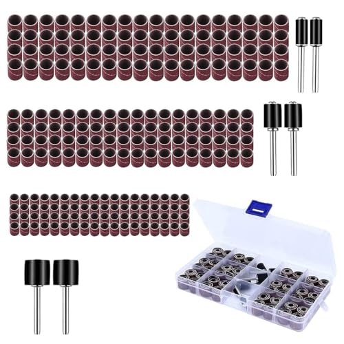 WEDAMOO 222 Stück Schleifhülsen Satz, 80/120 Grit Schleiftrommel Einschließlich 216 Stück teilig Schleifen Bands und 6 Stück Schleifwalze für Dremel Drehwerkzeug WEDAMOO 222 Stück Schleifhülsen Satz, 80/120 Grit Schleiftrommel Einschließlich 216 Stück teilig Schleifen Bands und 6 Stück Schleifwalze für Dremel Drehwerkzeug von WEDAMOO