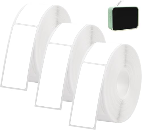 WEDAMOO 3 Rollen Wasserdicht Thermo Etikettenband, 12 x 40 mm Selbstklebendes Thermo Etiketten Papier, Wasserfeste Etiketten für D30/D32/D35/P11/P12/P15/HP1/HP3/HP (160 Etiketten/Rolle, Weiß) von WEDAMOO