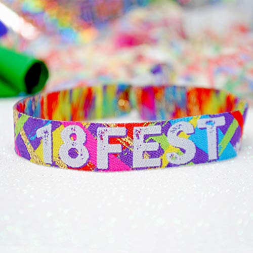 10 x 18 FEST 18. Geburtstag Festival Geburtstag Party Armbänder Gastgeschenke, Partytütenfüller, 18. Partygeschenke, 10 Stück von WEDFEST