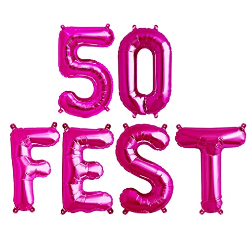 Folienballons zum 50. Geburtstag, 40,6 cm, Rosa, 50 Stück Folienballons zum 50. Geburtstag, 40,6 cm, Rosa, 50 Stück von WEDFEST