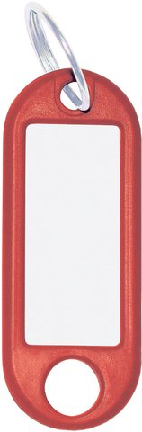 WEDO® Schlüsselanhänger, Kunststoff/Metall, mit Ring, Ø: 18 mm, 52 x 21 x 3 mm, rot (10 Stück), Sie erhalten 1 Packung á 10 Stück von WEDO