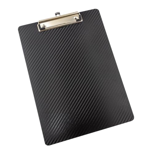 WEDO®Klemmbrett A4 Schwarz in Carbonoptik – Schreibplatte aus Polypropylen mit stabiler Metallklemme & Aufhängeöse, Format 31,5 x 22,5 cm, Klemmdicke bis 8 mm von WEDO