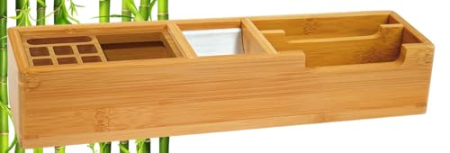 WEDO 611007 Butler Bambus, 2 Fächer, 2 Stifteinsätze, 1 Alu Einsatz für Büroklammern, 31,8 x 6,8 x 6 cm, im Geschenkkarton, braun, Butler lang von WEDO