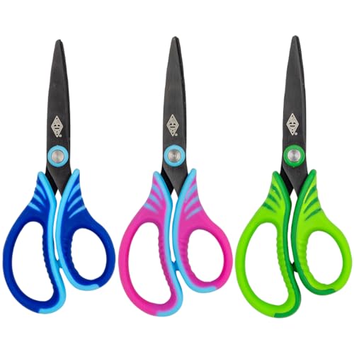 WEDO Gripy Bastelschere 13 cm – Scharfe Edelstahlklingen mit Titan-Beschichtung & PVD-Technologie, ergonomisch & rutschfest, farbig sortiert (Pink, Grün, Blau) – Ideal für Schule, Büro & Basteln von WEDO