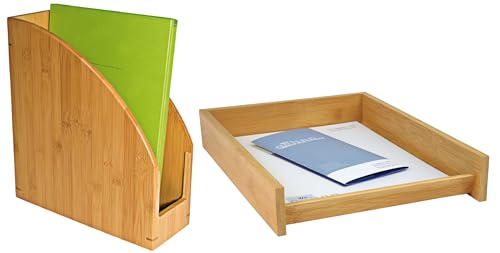 WEDO Klemmbrett DIN A4 aus Bambus, nachhaltiges Schreibbrett aus Holz, Clipboard für Büro und unterwegs, braun, natur (Bambus Ablage + Sammler, Set) von WEDO