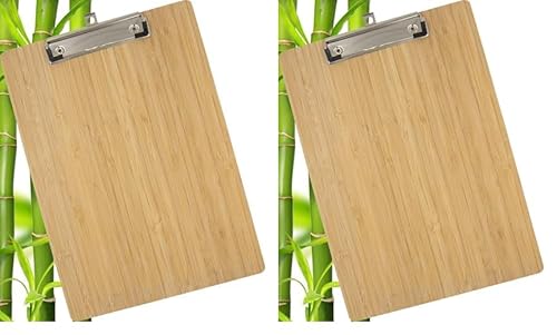 WEDO Klemmbrett DIN A4 aus Bambus, nachhaltiges Schreibbrett aus Holz, Clipboard für Büro und unterwegs, braun, natur (Packung mit 2) von WEDO