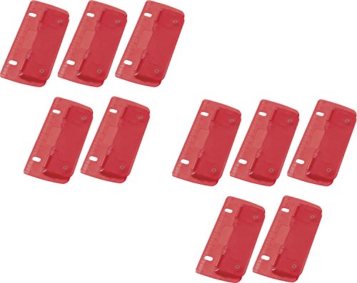Wedo Taschenlocher aus Kunststoff zum Abheften für 8 cm Lochung, mit 12 cm Skala (Rot, 10 Locher) von WEDO