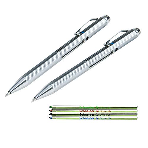 Wedo Vierfarb-Kugelschreiber mit Schiebemechanik (2er Pack Stifte + Ersatzminen) von WEDO