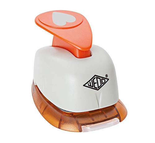 Wedo 168201 Motivlocher groß Herz (mit praktischem Auffangbehälter, Ausstanzung 2,4 x 2,0 cm) grau / orange von WEDO