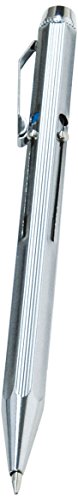 Wedo 256226 Vierfarb-Kugelschreiber (mit Schiebemechanik und vier auswechselbaren DIN Kurz-Minen im Etui) chrom/schwarz/rot/blau/grün, 1 Stück (1er Pack) von WEDO