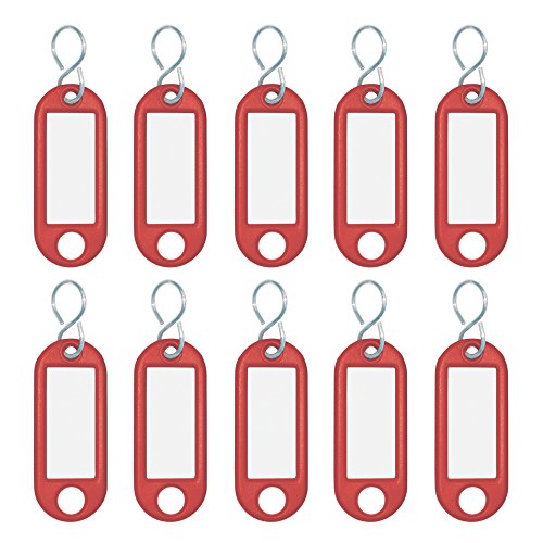 Wedo 262103402 Schlüsselanhänger Kunststoff (mit S-Haken, auswechselbare Etiketten) 10 Stück, rot, 17 x 10 x 1 cm von WEDO