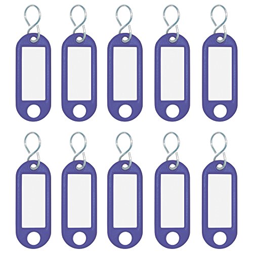 Wedo 262103403 Schlüsselanhänger Kunststoff (mit S-Haken, auswechselbare Etiketten) 10 Stück, blau von WEDO