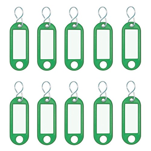Wedo 262103404 Schlüsselanhänger Kunststoff (mit S-Haken, auswechselbare Etiketten) 10 Stück, grün von WEDO