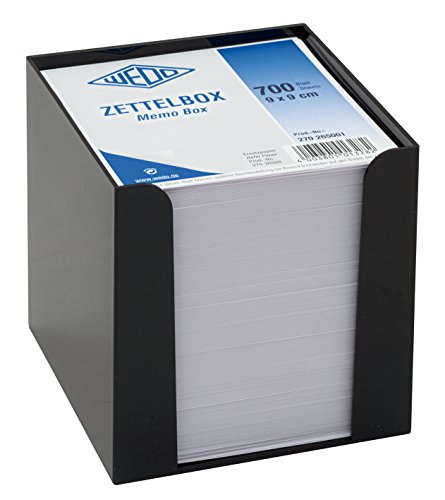 Wedo 270265001 Zettelbox Kunststoffbox (gefüllt, 9 x 9 cm, circa 700 Blatt) schwarz von WEDO