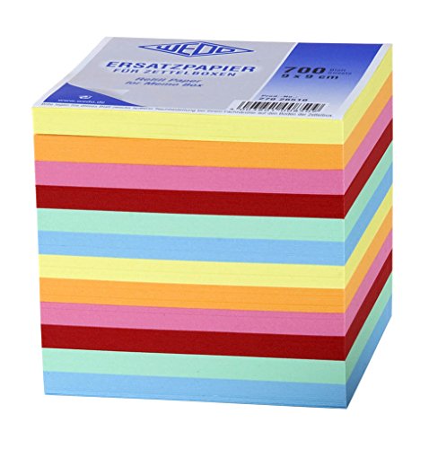 Wedo 27026510 Ersatzpapier (für Zettelbox, 9 x 9 cm, 700 Blatt, farbig) von WEDO
