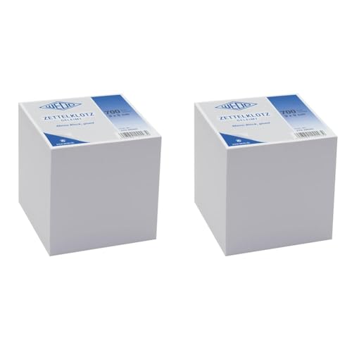 Wedo 27026520 Notiz-Zettelklotz (geleimt holzfrei, 9 x 9 cm, 700 Blatt) weiß (Packung mit 2) von WEDO