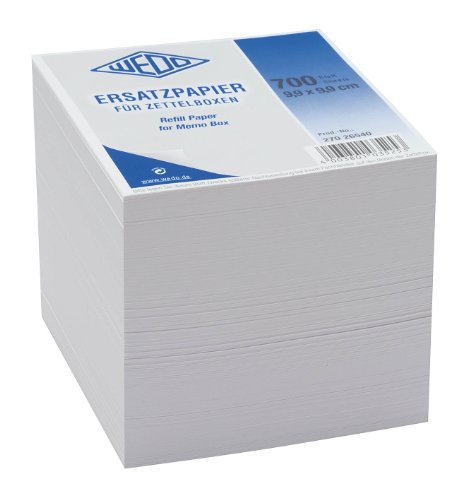 Wedo 27026540 Ersatzpapier (für Zettelbox holzfrei, 9,9 x 9,9 cm) 700 Blatt) weiß von WEDO