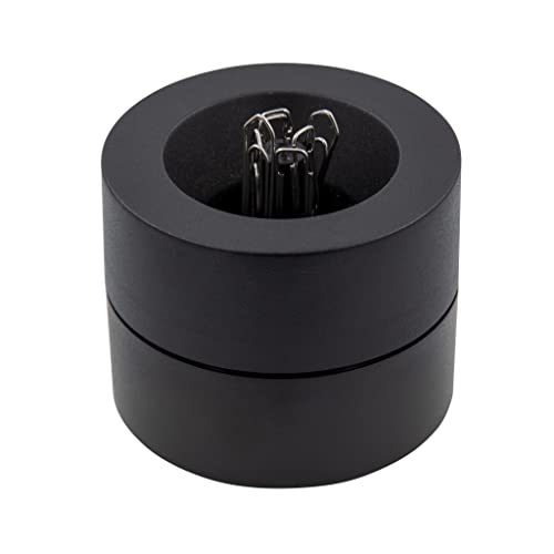 Wedo 270401 Magnet-Klammernspender (rund, mit Zentralmagnet inklusive Büroklammern) schwarz von WEDO