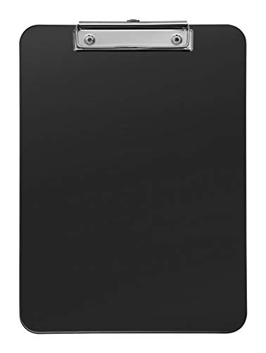Wedo 57601 Klemmbrett (A4, Kunststoff, mit abgerundeten Ecken, vernickelte Metallklemme und Aufhängeöse) schwarz von WEDO