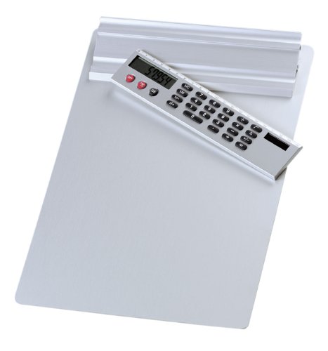 Wedo 57954 Klemmbrett A4, Alumnium Schreibplatte, abnehmbarer Solar Taschenrechner, Aufhängemöglichkeit, silber Wedo 57954 Klemmbrett A4, Alumnium Schreibplatte, abnehmbarer Solar Taschenrechner, Aufhängemöglichkeit, silber von WEDO