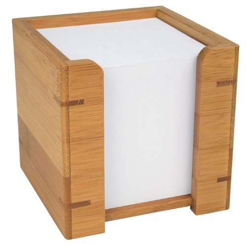 Wedo 61707 Zettelbox Bambus, inkl. 900 Blatt Papier 9 x 9 cm, im Geschenkkarton, braun von WEDO
