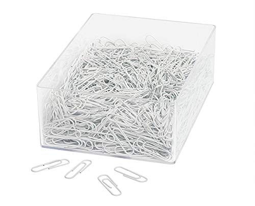 Wedo 901244600 Büroklammer (aus Metall 27 mm, kunststoffummantelt in Klarsichtdose) 1000 Stück, weiß von WEDO