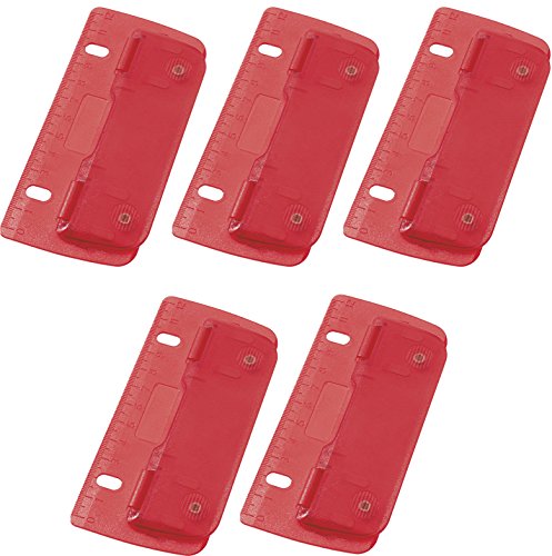 Wedo Taschenlocher (aus Kunststoff zum Abheften für 8 cm Lochung, mit 12 cm Skala) (Rot 5er Pack) von WEDO